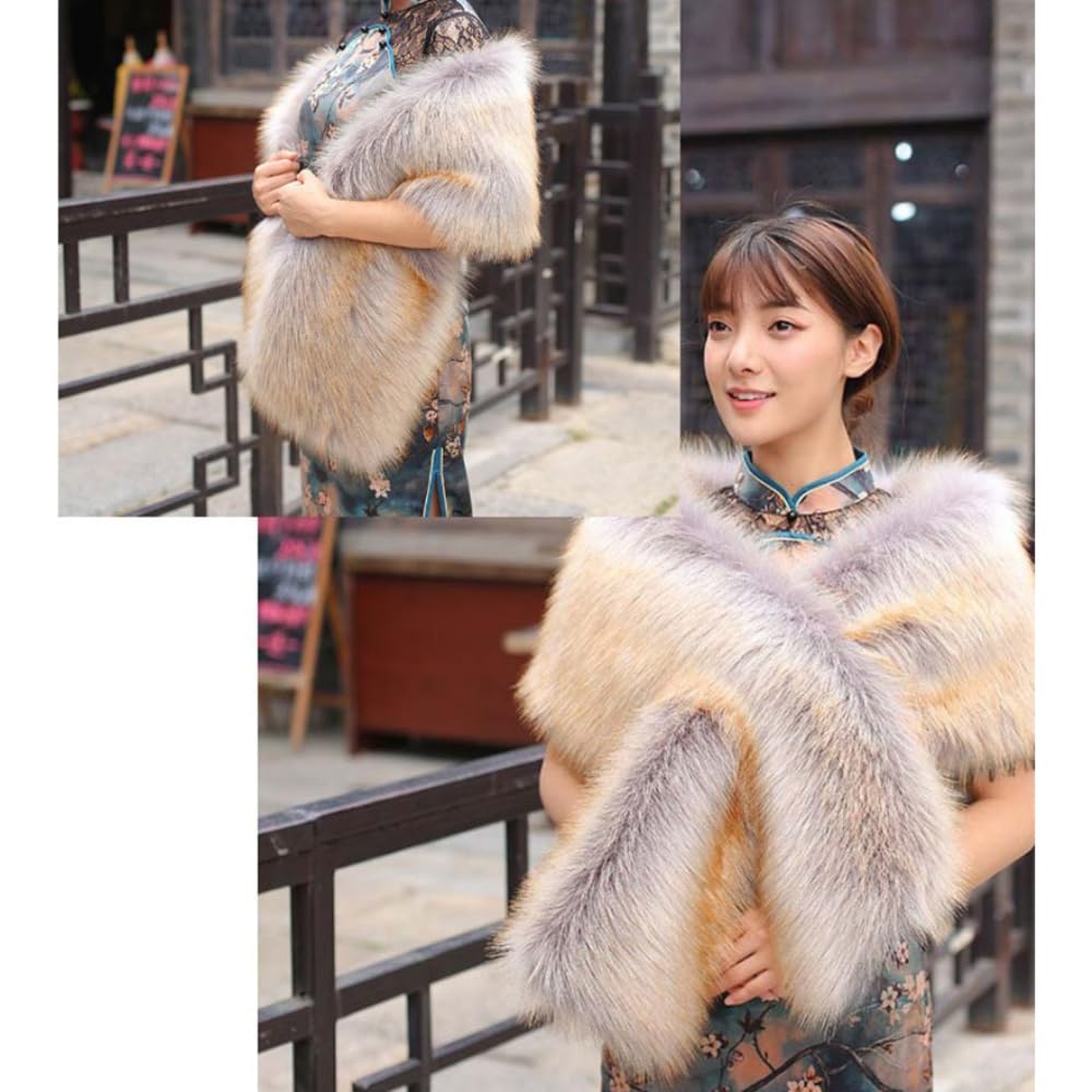 Sciarpa in pelliccia sintetica morbida e calda stole per la sposa, per la sera, per l'inverno, lunga, Shawl Shrug Faux Fur Scarf Wrap, per sposa, matrimonio, festival, Natale, nero, 160 cm