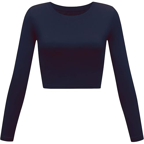 Womens Long Sleeve Crop Tops Basic Teen Girl Clothes Casual Cute Yoga Shirts Layering Slim Fitted Workout T-Shirt