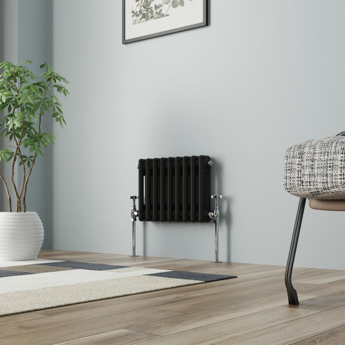 NRG Column Radiator Black 300x425mm Double Cast Iron Rads
