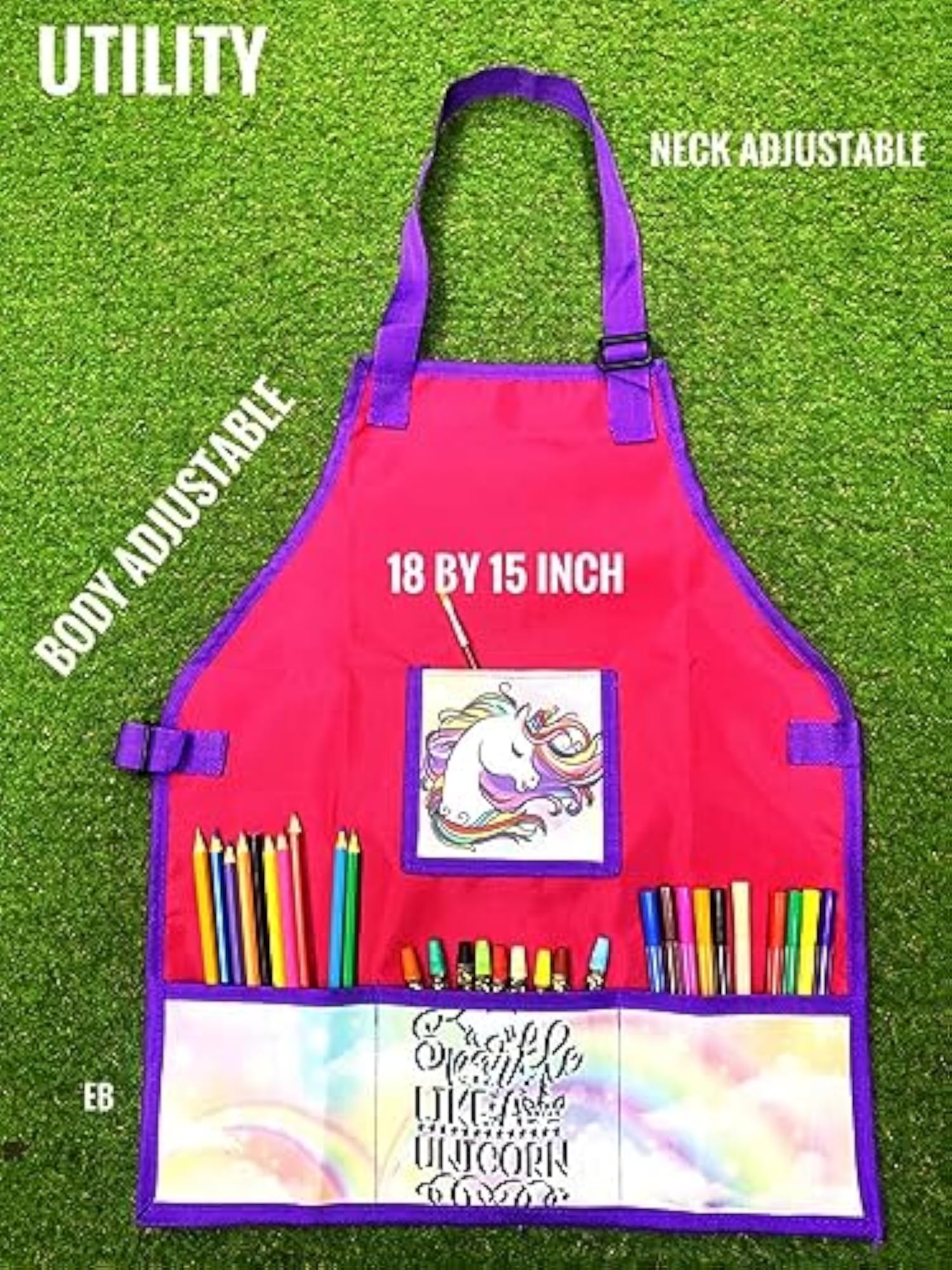 Jungle Print Kids Waterproof Washable Apron, 4 Pockets