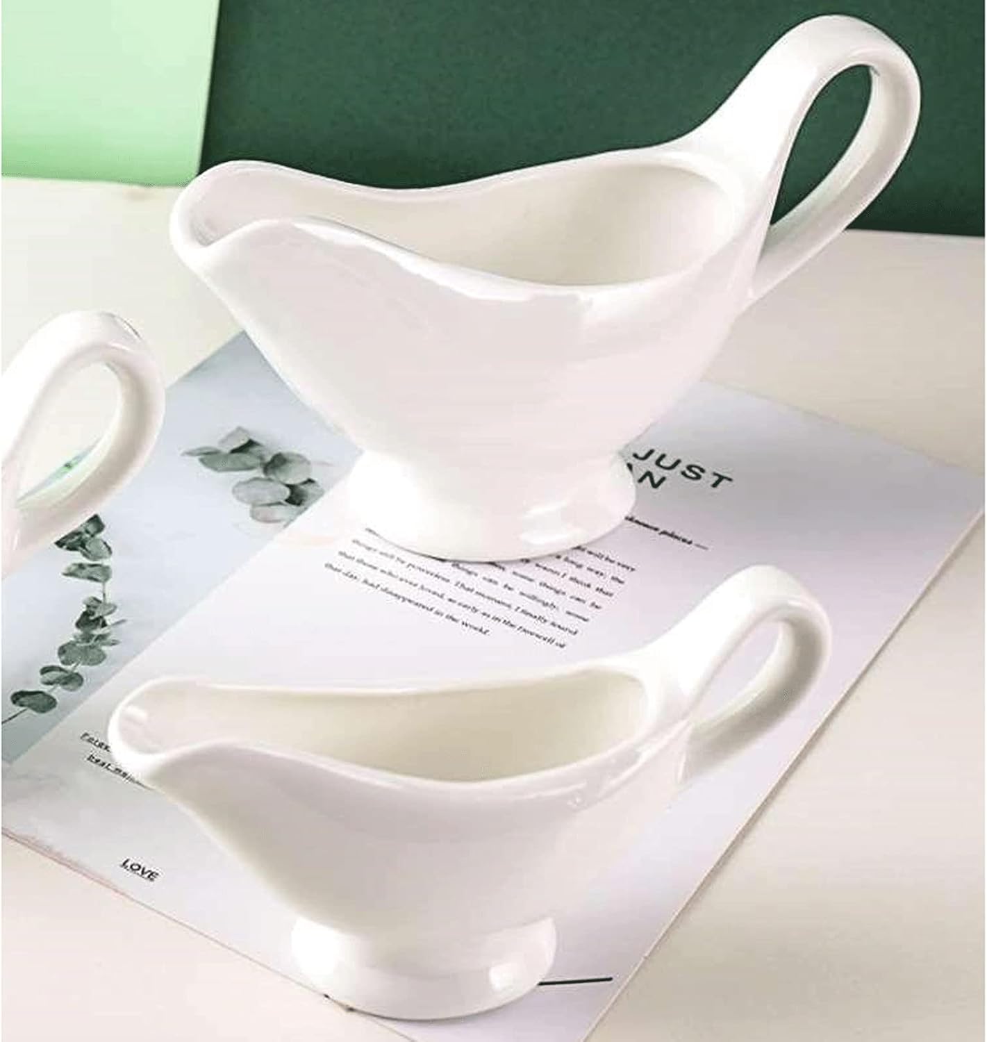 Gravy Boats Kitchen Gravy Boat, Exquisite and Exquisite Ceramic Production, Sauce Boat with Handle Is Suitable for Kitchen Restaurants Sauce Jug (Size : Large)