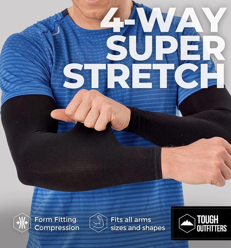 Image of CH UV Protection Cooling Arm Sleeves UPF 50 Long Sun Sleeves for Men Women Perfect for Cycling Driving,Running,Basketball, Football & Outdoor Activities