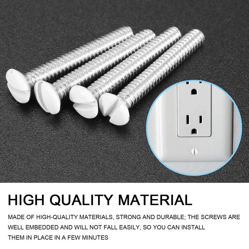 Generic BEAU-120 Pcs White Wall Plate Screws 1 Inch Long Slotted 6-32 Threads Switch Cover Screws Oval Head Milled Slot Screws Wall - (Color: White)