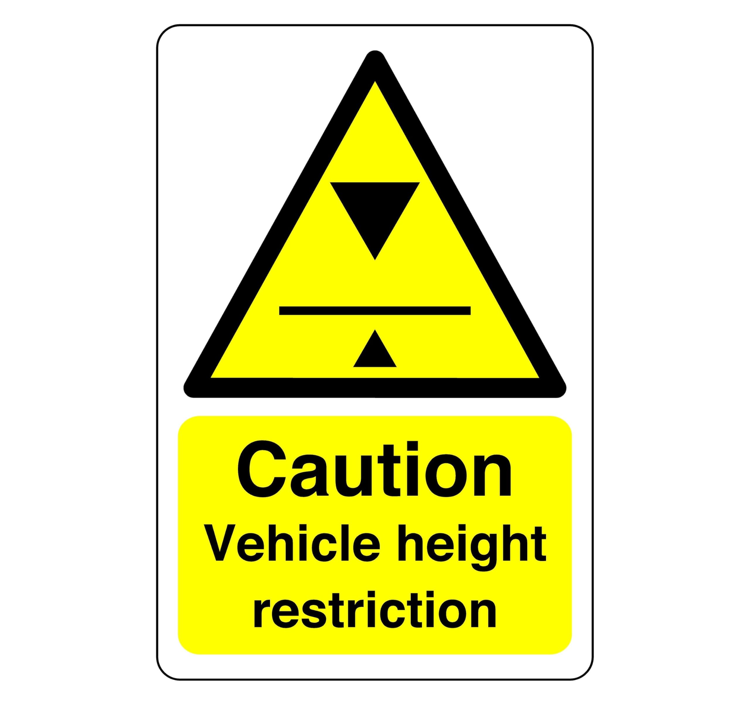 Safety First Display LTD Caution Vehicle height restriction sign - High tack self-adhesive sticker (200mm x 150mm) Viewing Distance within 5m.