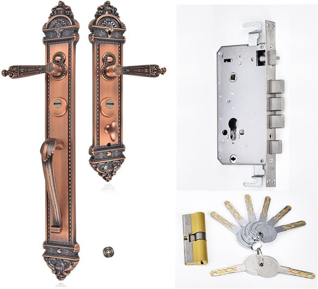 Zinc Alloy Carved Handle Lock Cylinder Solid Wood Door Anti-Theft Locks