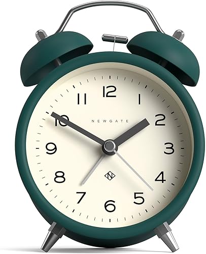 Vista 11 de NEWGATE® Charlie Bell Echo - Reloj despertador Versión moderna del reloj clásico de campana doble Blanco Números fáciles de leer Ideal