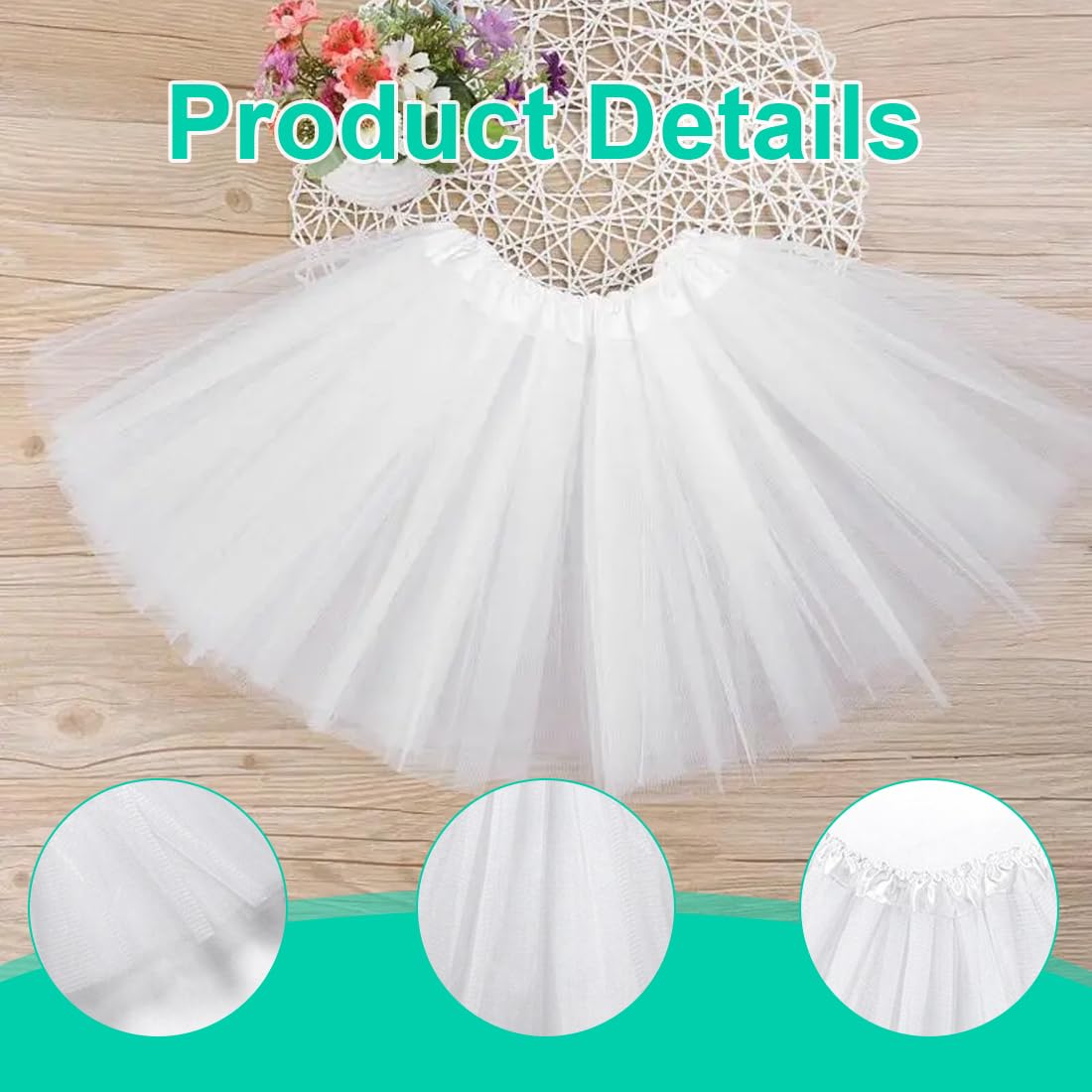 Tutu Danza Classica Donna - Gonna In Tulle Elastica, Bianco, Per Balletto E Feste - Foto 5