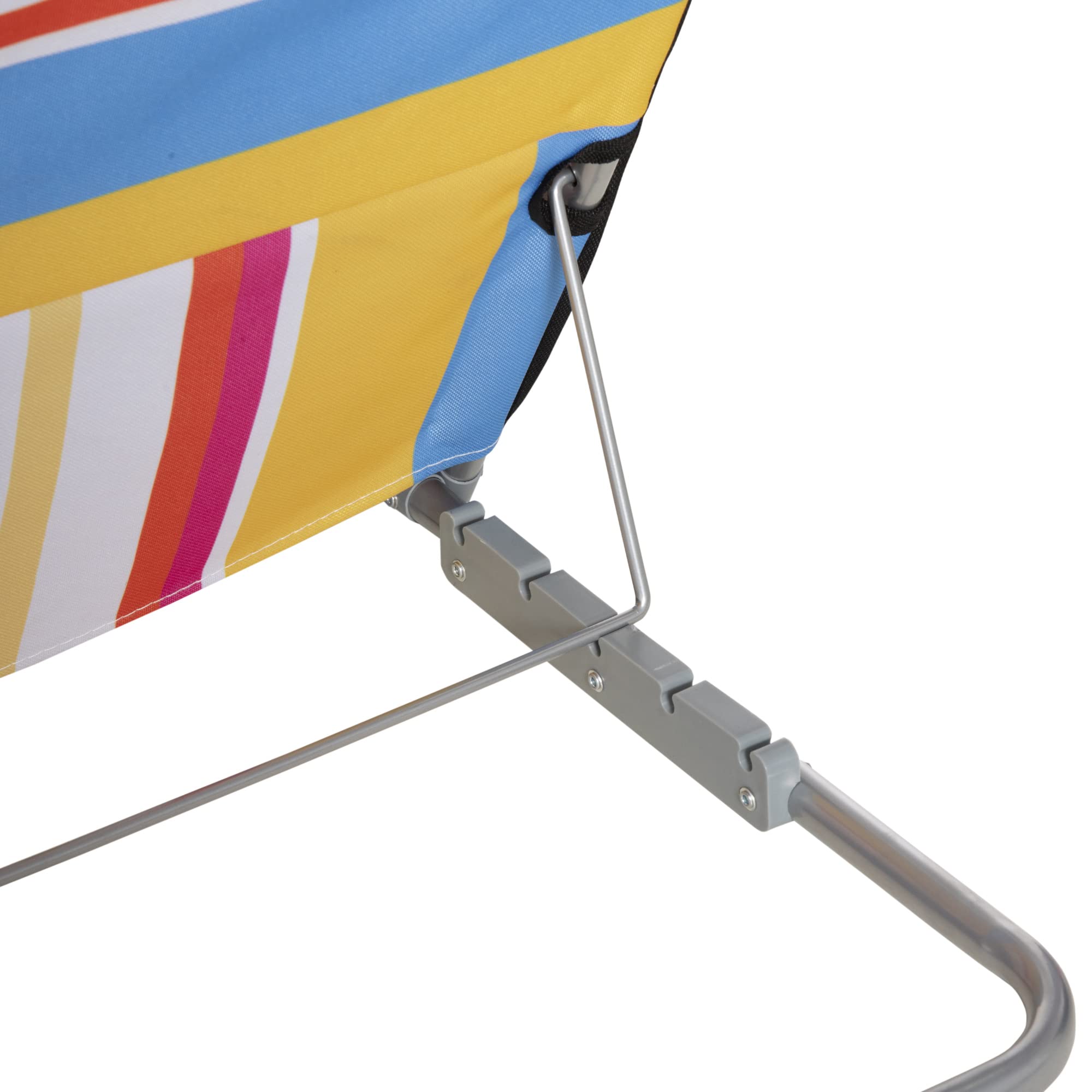 Outsunny Set de 2 Esterillas de Playa Plegables 124x53x45 cm con Respaldo Ajustable y Reposacabezas Esteras de Playa Portátil de Tela Oxford Acero con Bolsa de Transporte para Balcón Jardín Multicolor