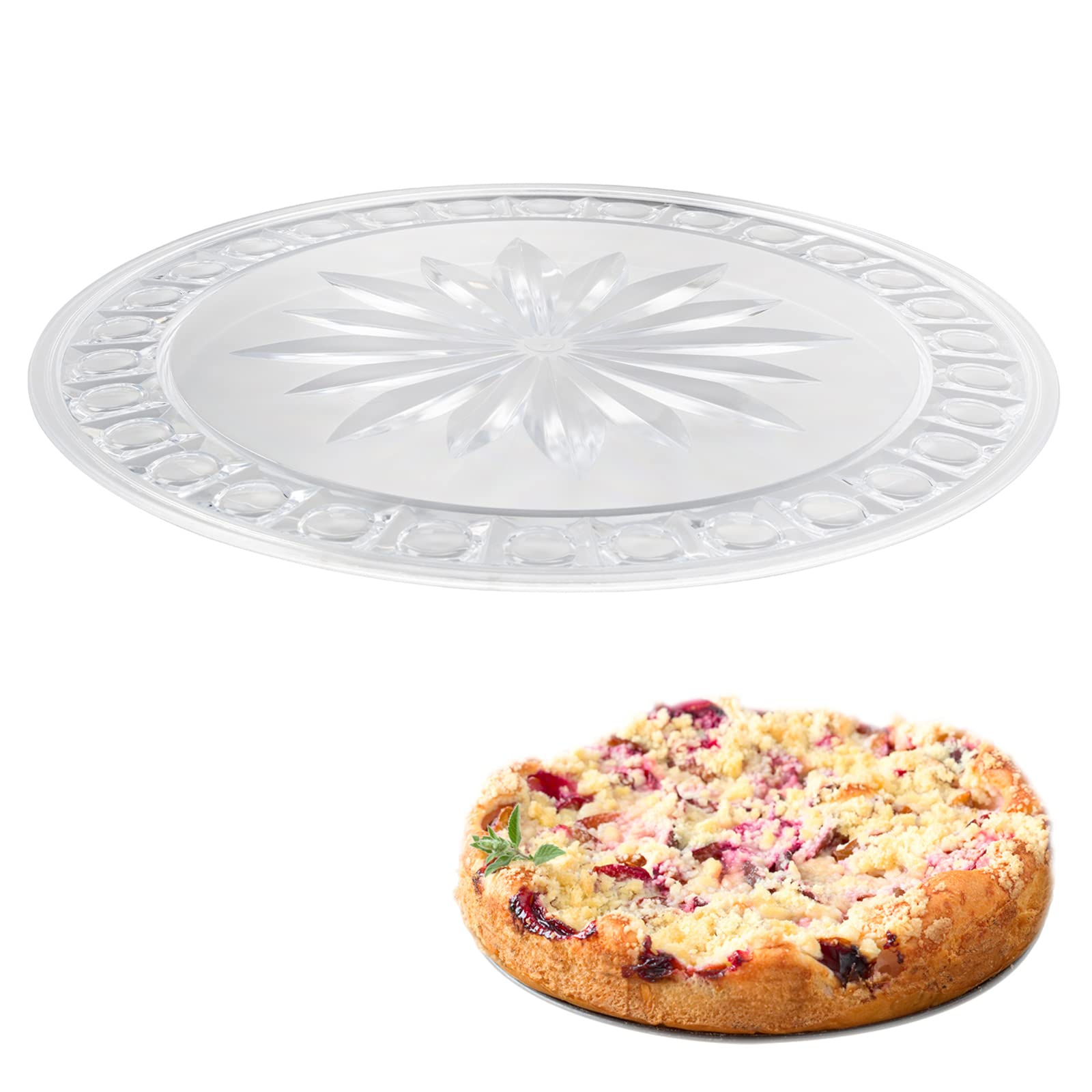 Westmark Plato para tartas, Ø 31 cm, aspecto de cristal, resistente a roturas, plástico, transparente, 34552211