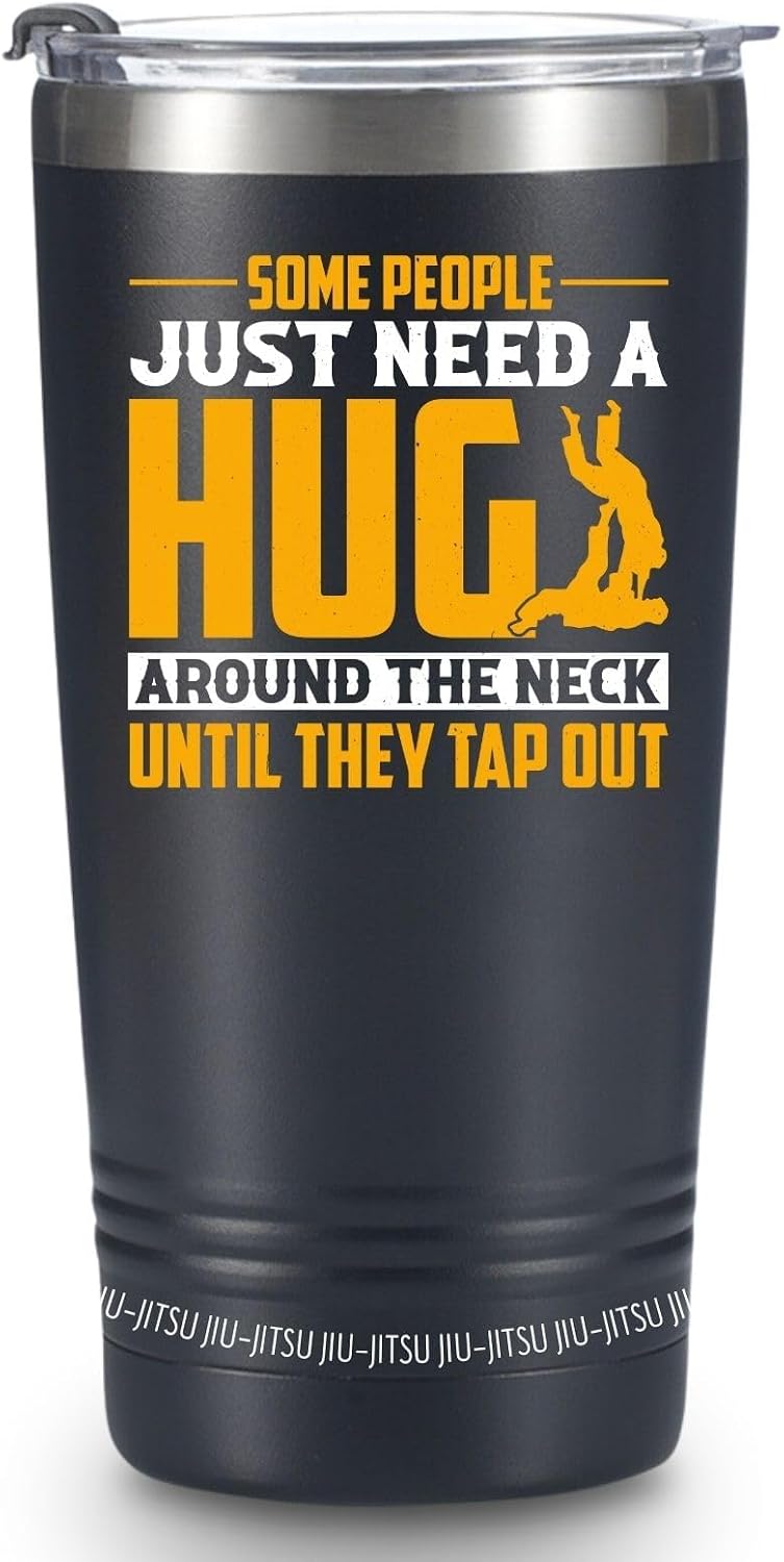 Onebttl Jiu jitsu Gifts for Men, Jiu Jitsu Travel Mug for Jiu-Jitsu Lovers, Boyfriend, Husband, Son, Grandson on Christmas, Birthday, Stainless Steel 20Oz Tumbler, Black
