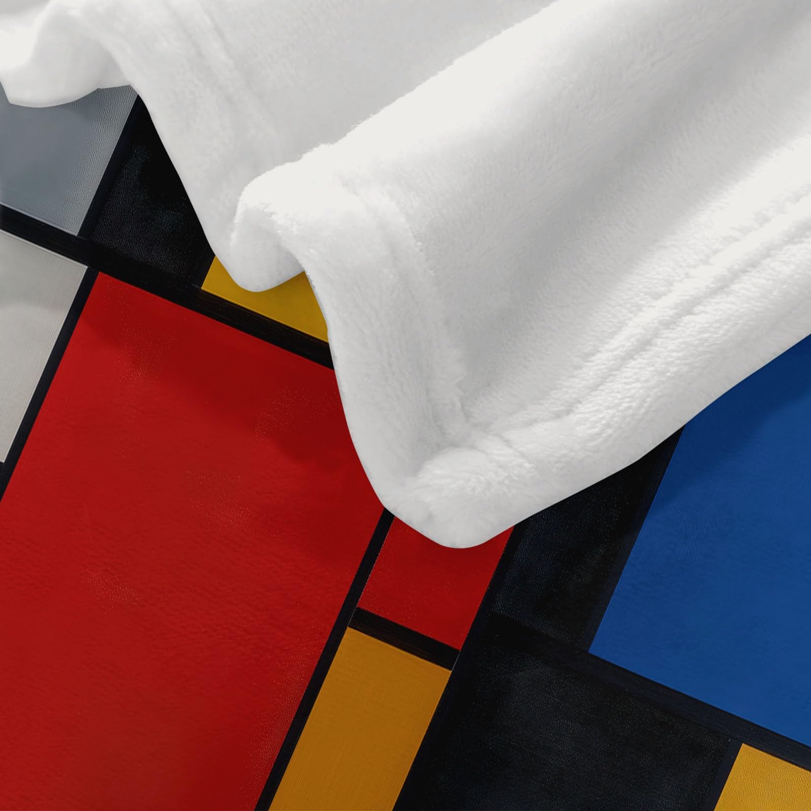 Koc w kratę miękki polarowy abstrakcyjny geometryczny sześcian 180 x 220 cm koc z polaru Sherpa Super ciepły zimowy, narzuta na łóżko, flanelowa narzuta na sofę, pomysł na prezent na Boże Narodzenie