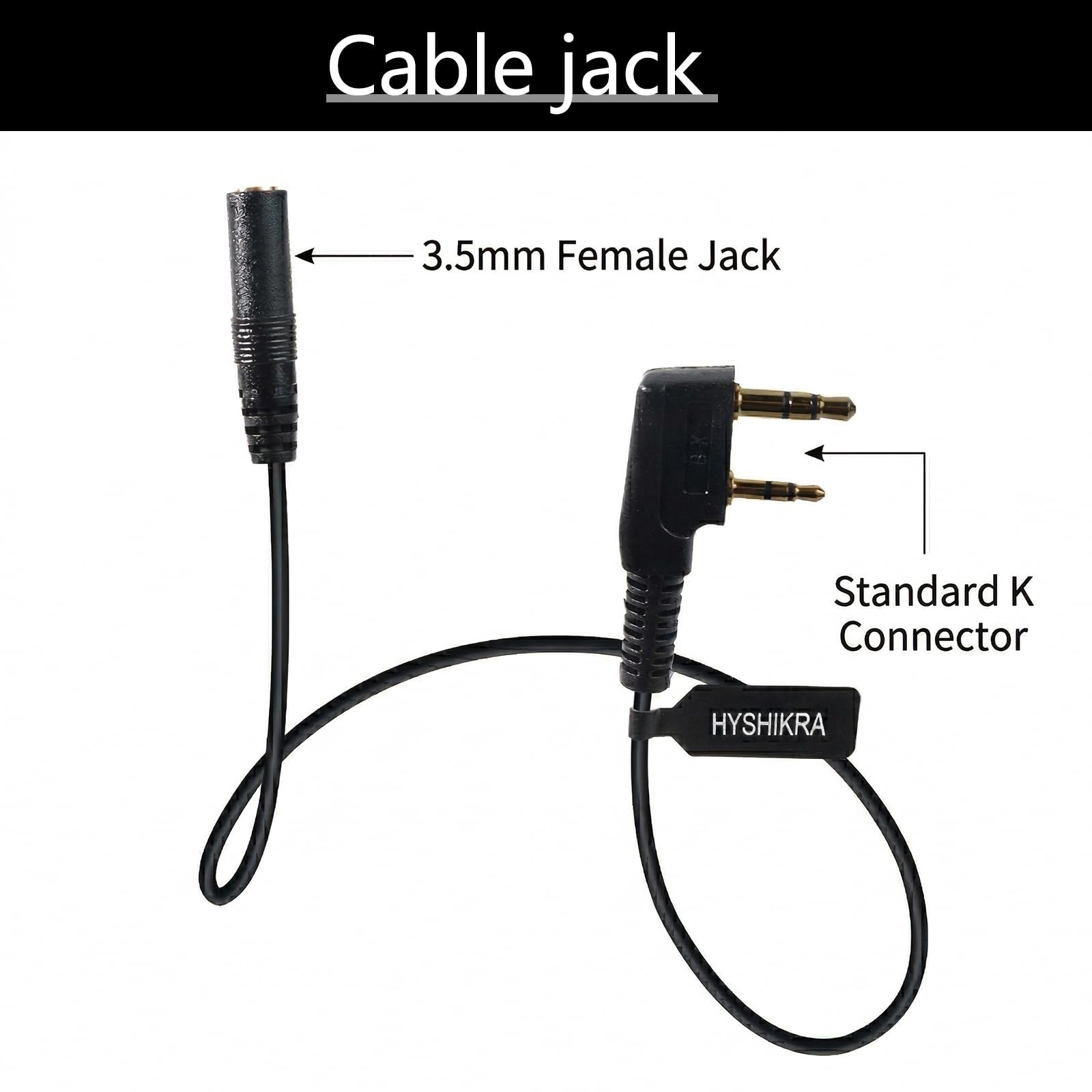 HYSHIKRA Adaptateur audio universel 2 broches K1 vers 3,5 mm avec PTT