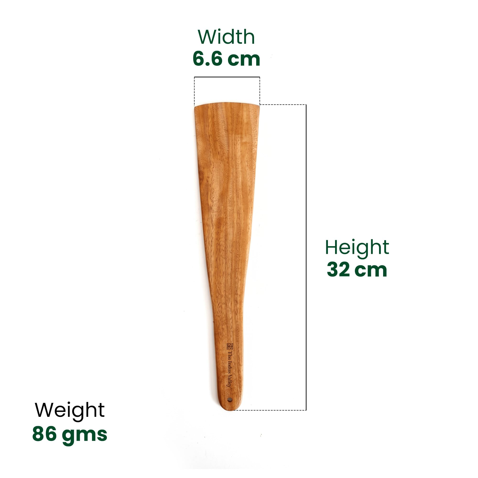 The Indus Valley Neem Wood Compact Flip/Spatula/Ladle for Cooking Dosa/Roti/Chapati | Kitchen Tools | No Harmful Polish | Naturally Non-Stick | Handmade (Set of 7), 30 Centimeter 1