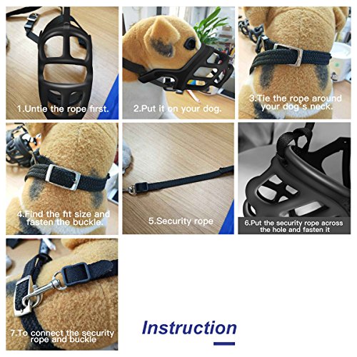 SHUNAI Dog Muzzle, Rubber Basket Muzzles for Small,Medium,Large,Extra