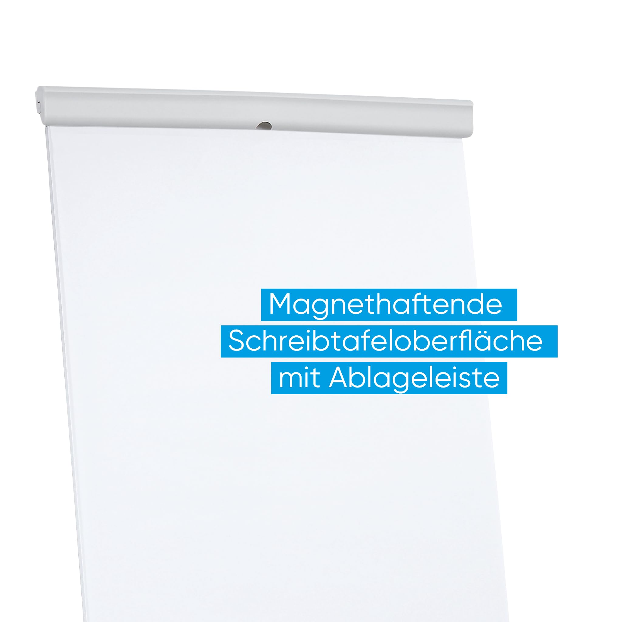 FRANKEN Flipchart, Beschreibbar, Magnetisch, Mobil, Mit Rollen, Whiteboard mit Ständer, Papierhalterung und Stifteablage, 68 x 105 cm, X-tra!Line Mobil, EL-FC31