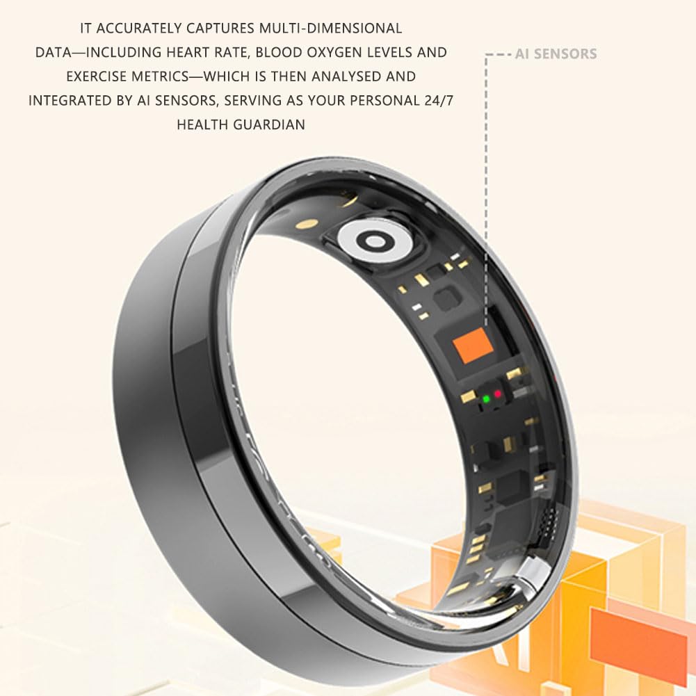 Anello Smart, Anello Intelligente Uomo Smart Ring Donna Anello Intelligente Anello Contapassi Grey 7#