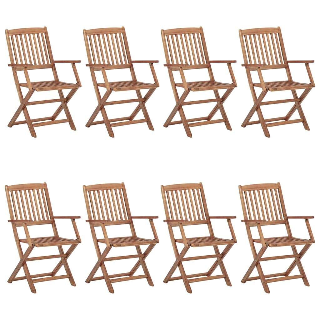 Chaises pliables d'extérieur lot de 8 anti-encombrement - Chaise de repas pour jardin en acacia