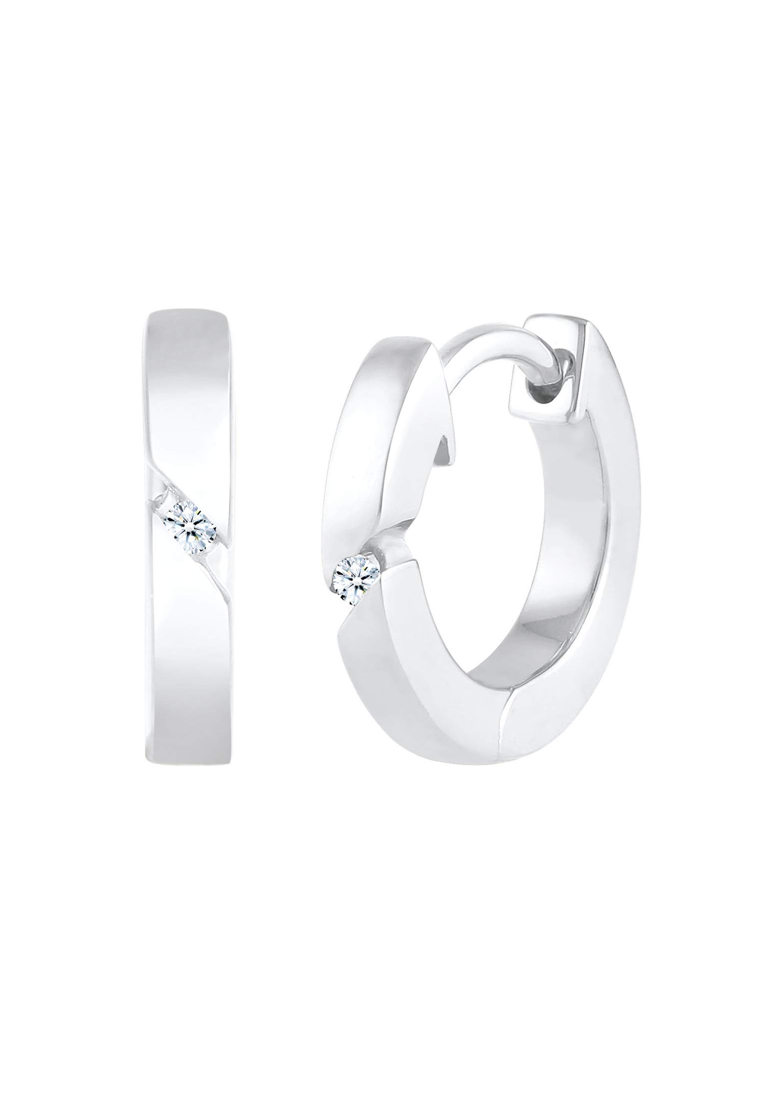 Elli DIAMONDS Ohrringe Damen Creolen Basic mit Diamant (0.03 ct.) in 925 Sterling Silber