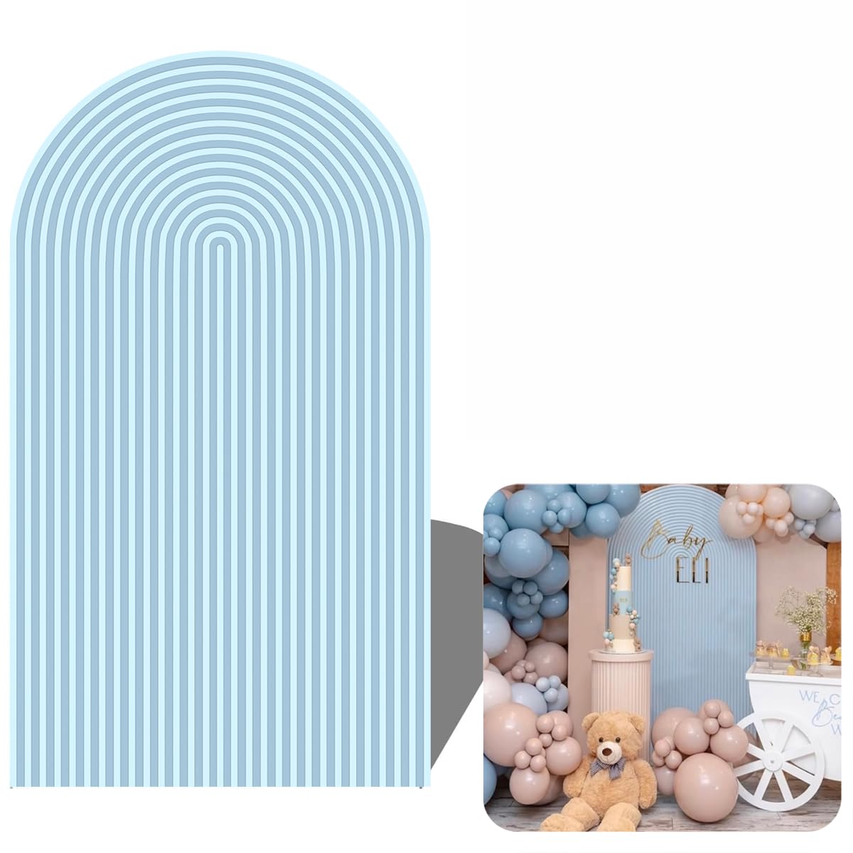 FiVan Ripple Arch Backdrop Cover Elastic Spandex Curved Top Background for Girl Birthday Baby Shower Wedding Bridal Shower Party Decoration (Width=30"