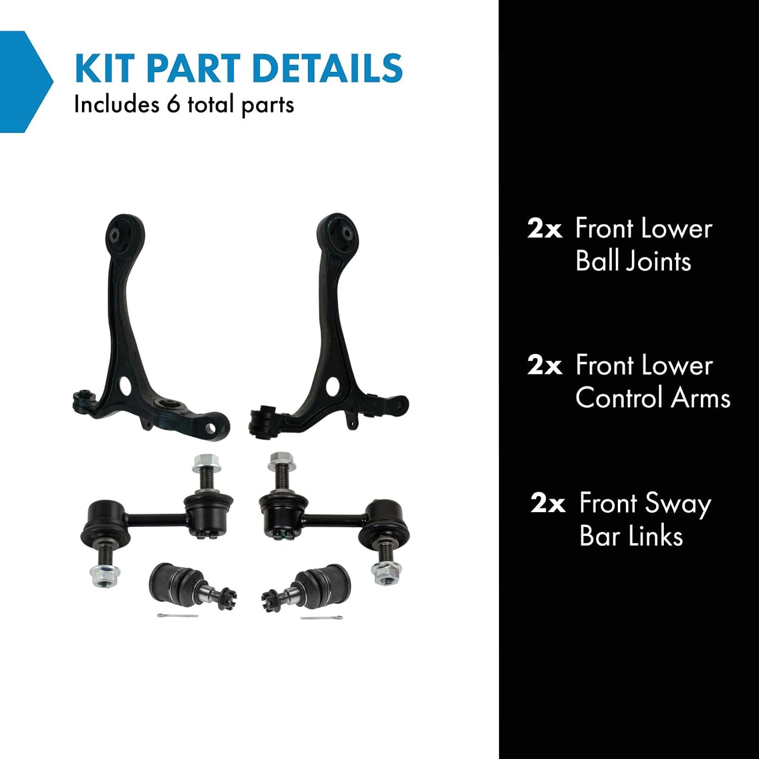 TRQ Front Suspension Kit Ball Joint Control Arm Sway Bar Stabilizer Link Compatible with 2003-2007 Honda Accord