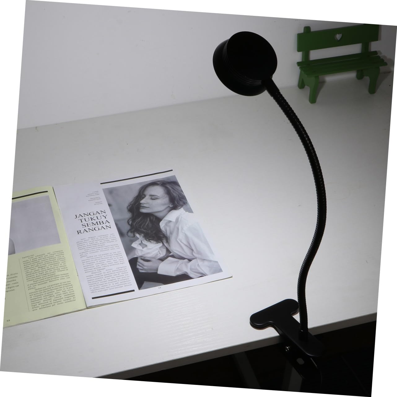 Lampada da Studio Clip LED, Collo di Cigno Flessibile, Regolazione Luminosità 2 Livelli, Alimentazione USB, per Uso a Letto