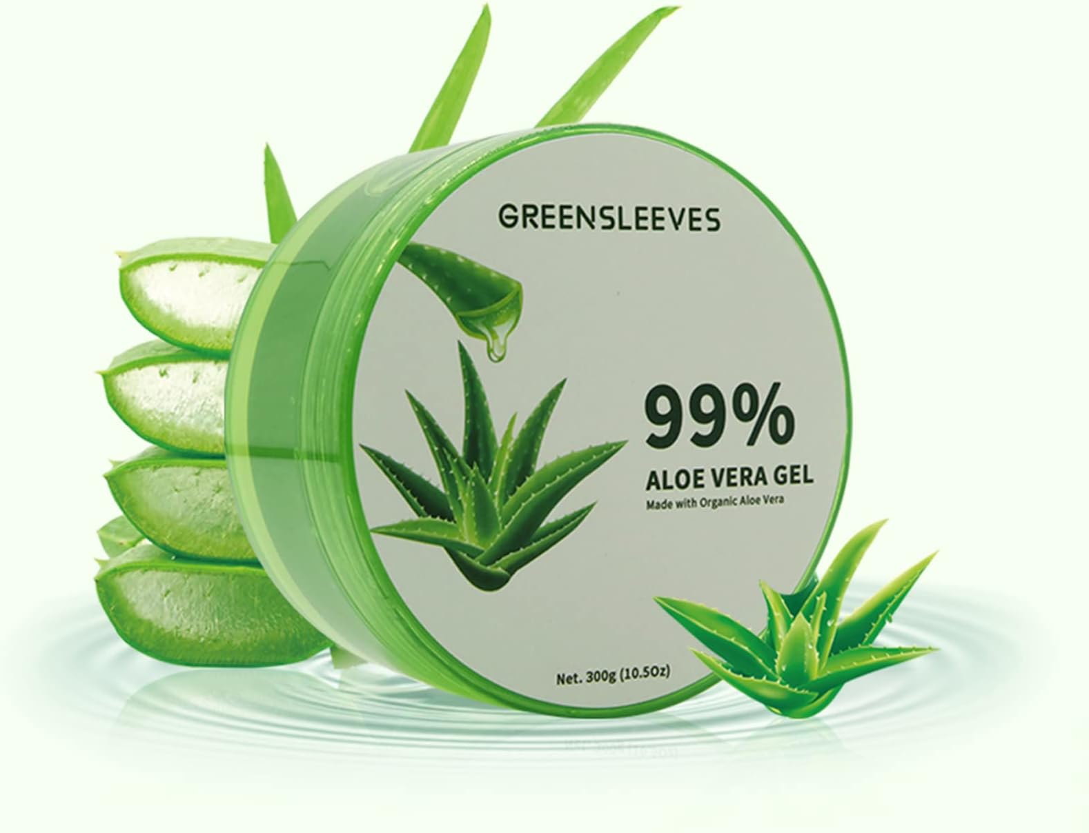 GREENSLEEVES Aloe Vera Gel 99% Pure, 300 ML Soothing Natural Aloe Vera Moisturizing Cream Care for Body Face Hair