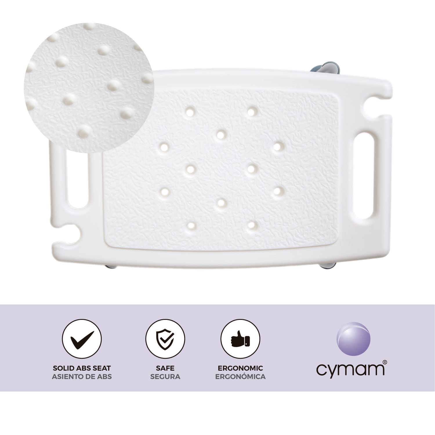 Silla de Baño y Taburete de Ducha con Soporte para Ducha de Mano | Altura regulable, patas antideslizantes y montaje sin herramientas; asiento con desagües para adultos y personas mayores