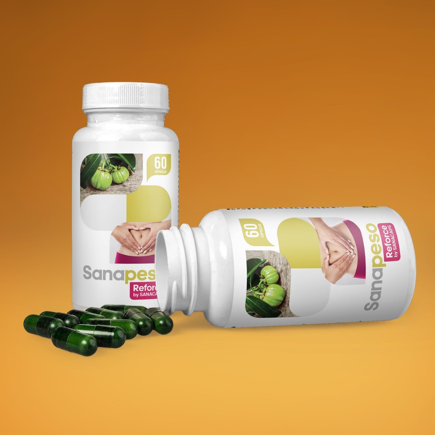 Cápsulas Naturales para el Control de Peso - Con Garcinia Cambogia | Berberis Vulgaris y Morus Alba - Efecto Saciantee - ayuda A promover una pèrdida de peso saludable- 3 BOTES -SANACAPS