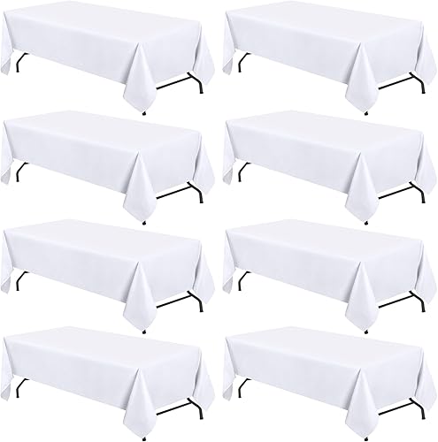 Miniatura 1 de WEALUXE - Manteles blancos para mesas plegables de 6 pies, paquete de 8, 60 x 102 pulgadas