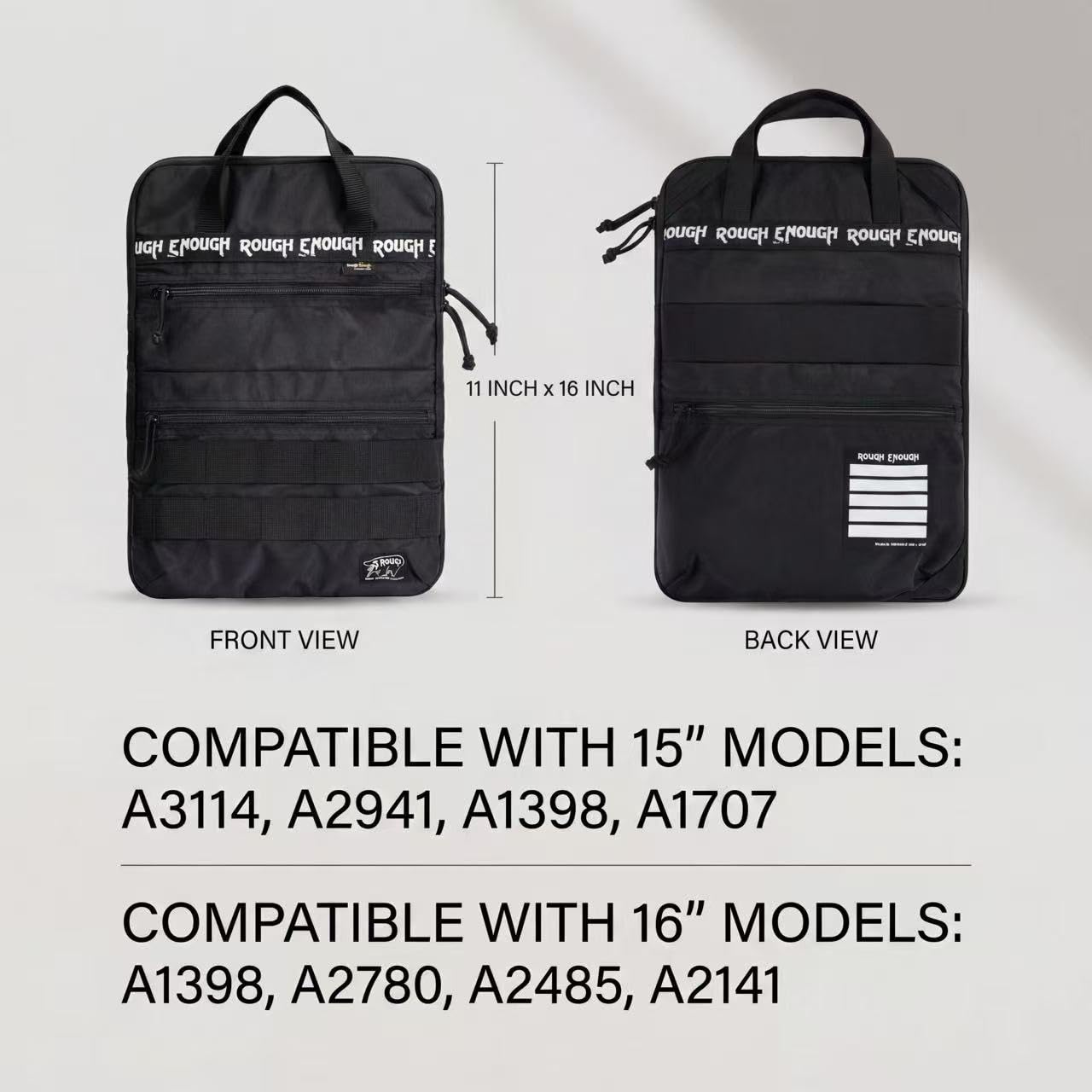 Rough Enough 16 Zoll Laptophülle, vertikale Reisetasche für Arbeit & Outdoor | Passend für 15-16-Zoll-Laptops und Tablets, stoßfeste Schaumstoffpolsterung, Trolleygurt für Gepäck, abnehmbarer Schultergurt