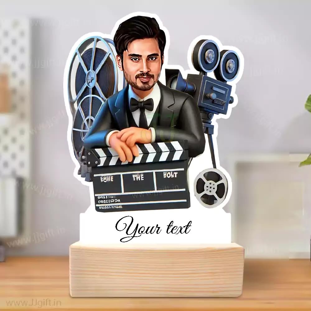 Filmmaker Cartoon Caricature, from Script to Screen Filmmaker A Great Director Showpiece Gift |A-Grade Acrylic | Polished Pine Wood Base | 20 x 8 x 3.5 cm-image-34