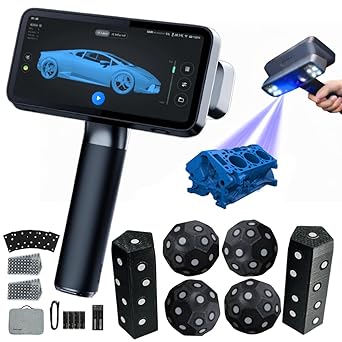 EinScan Rigil Professional Wireless 3D Laser Scanner, Industrial Tri-Mode Hybrid Laser + VCSEL IR, 0.04mm Accuracy, 0.05mm Resolution, 50 Laser Lines for Reverse Engineering & Manufacturing