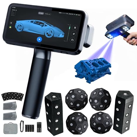 EinScan Rigil Professional Wireless 3D Laser Scanner, Industrial Tri-Mode Hybrid (Laser + VCSEL IR), 0.04mm Accuracy, 0.05mm Resolution, 50 Laser Lines for Reverse Engineering & Manufacturing