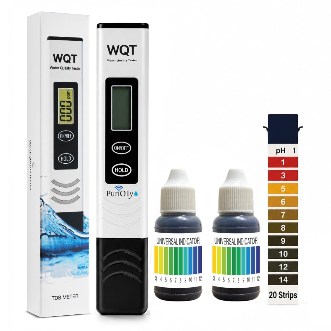 WQT Water Quality Tester TDS Meter with Universal Indicator Solution and pH Strips, Digital LCD Display, ±2% Accuracy-image-46