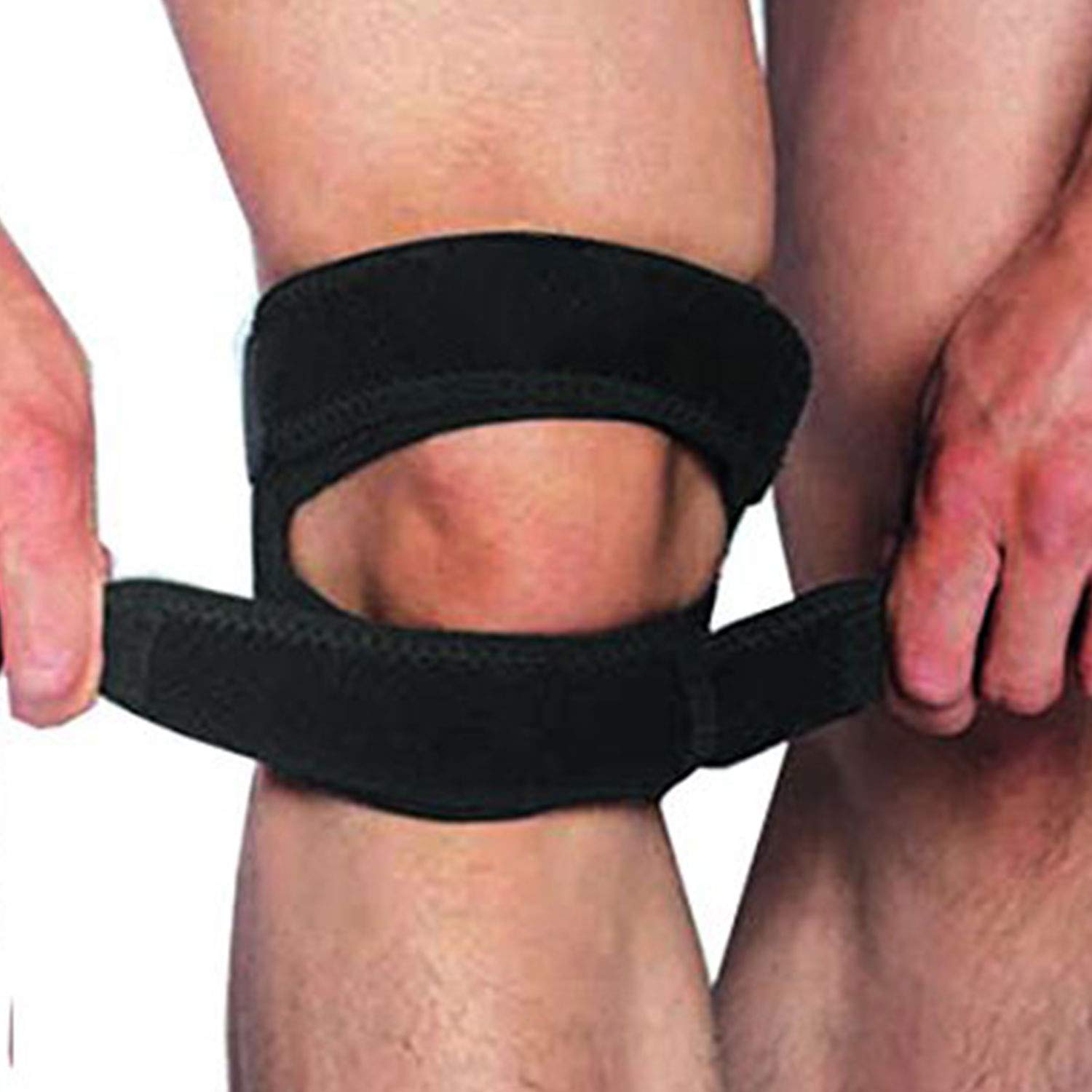 Solace Care RUNNERS KNEE STRAP Support – Adjustable Compression Jumper Knee - Neoprene Patella Tendon Knee Wrap - Osgood Shlatters Sleeve - Quad Alignment Support - Iliotibial Band Syndrome Band – Basketball, Volleyball, Hockey, Running, Athletic Knee (UNISEX)