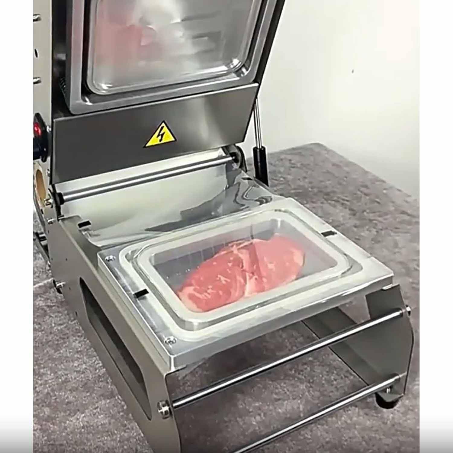 Máquina de sellado térmico de bandejas de comida comercial, máquina de envasado manual a presión para cajas de comida para llevar, selladora de bandejas para carnes cocidas,18 * 12cm