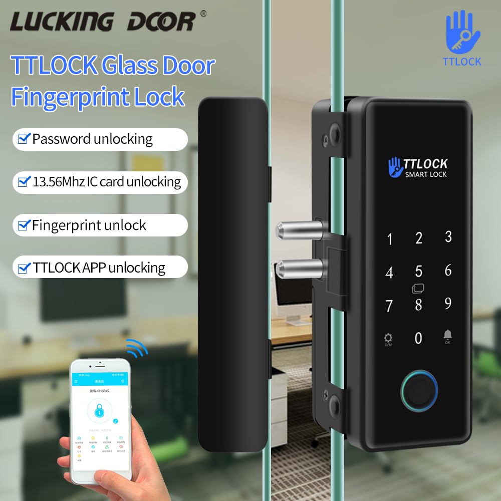 Kontrola odblokowania Bluetooth Inteligentny zamek do drzwi szklanych Elektroniczny biometryczny odcisk palca Hasło elektryczne, Odporny na warunki atmosferyczne(D)