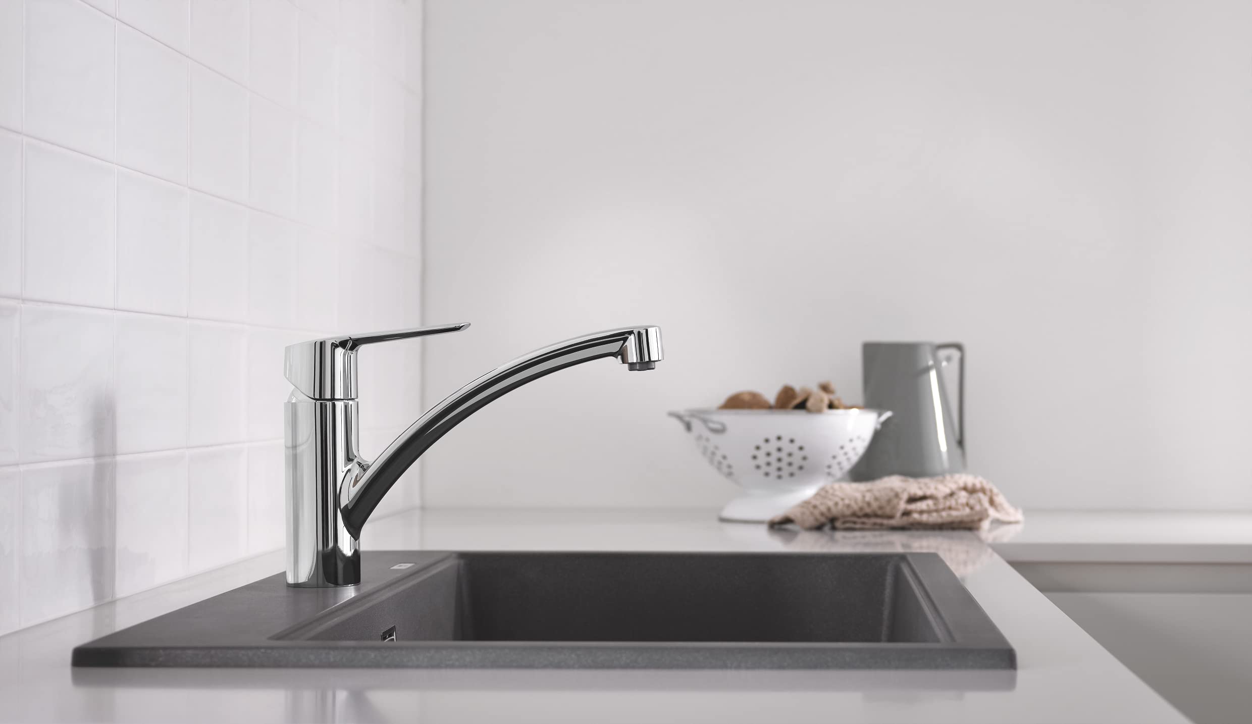 GROHE QUICKFIX Start Robinet de cuisine évier Start, rotation 140°, robinet de cuisine installation et nettoyage facile, chromé, 30530002 (Import Allemagne)
