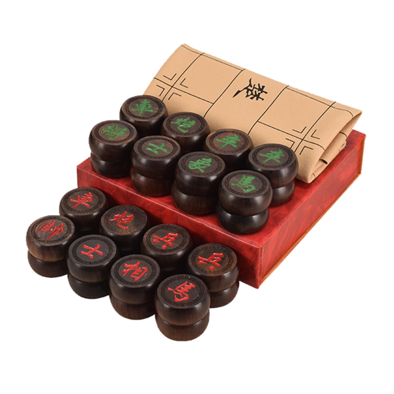 Scacchi Cinesi Xiangqi per 2 Giocatori, Gioco di strategia, Set da Viaggio Portatile con Scacchiera in Pelle (Palissandro Nero)