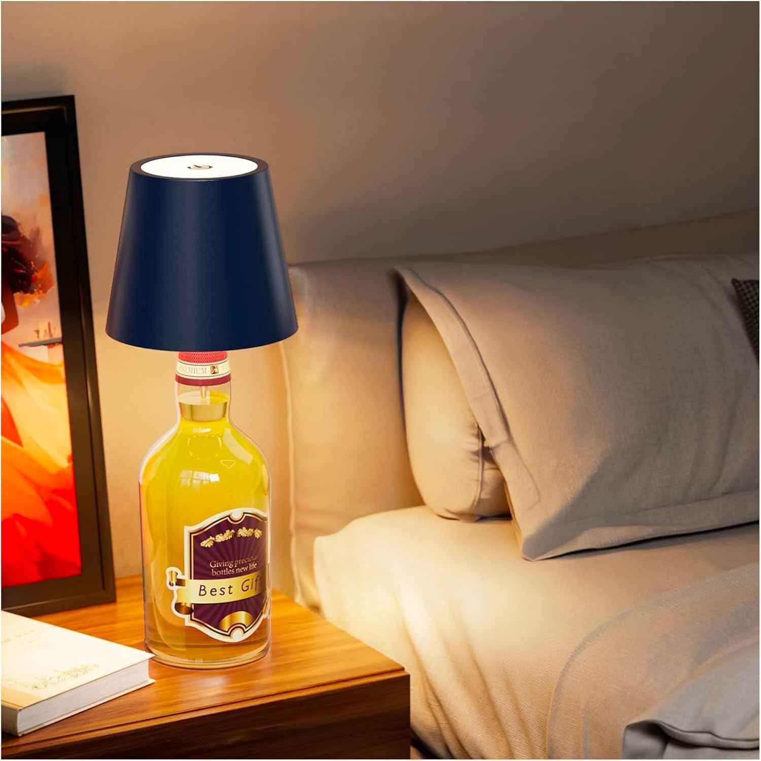 4 PEZZI Lampada da Tavolo Senza Fili Ricaricabile USB, 2 ANNI DI GARANZIA, Lampada LED per Bottiglia Touch e 3 Modalità di Luce, Lampada Design Moderno per Casa, Bar e Ristorante