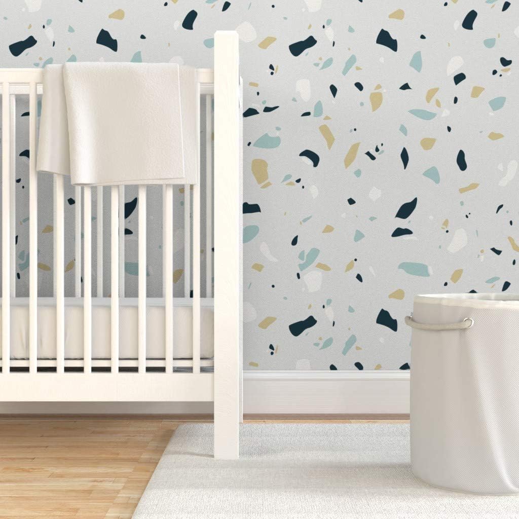 Peel & Stick Wallpaper 3ft x 2ft - Terrazzo Print Midcentury Modern Simple Rock Texture Mid Century Stone Custom Removable Wallpaper by Spoonflower