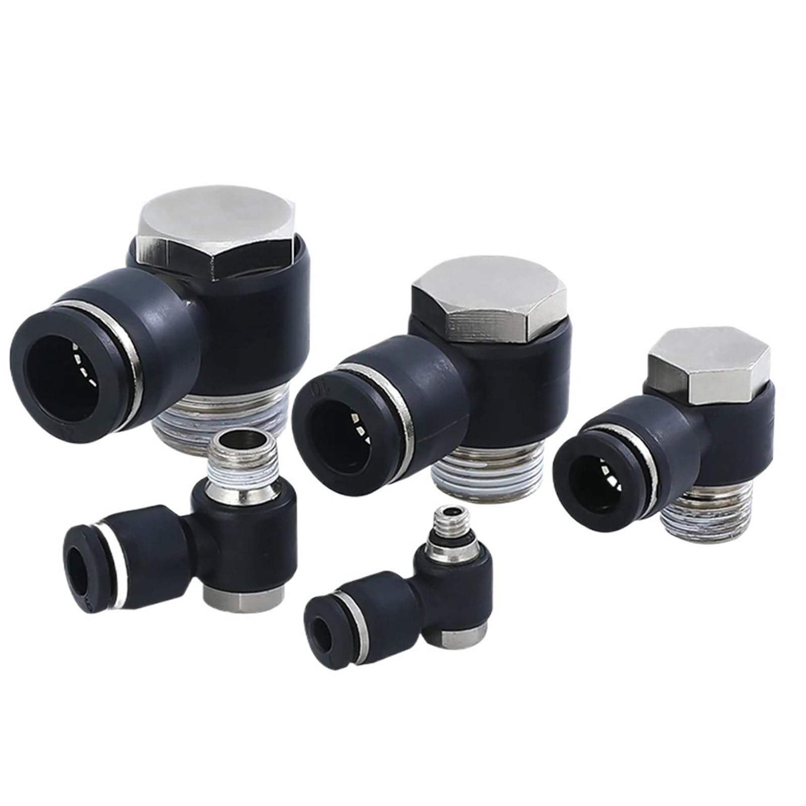 Connettori per tubi d'aria, Connettore rapido pneumatico PH Tubo PU Trachea 8-12mm Ext Hex RA Gomito Nero 1/8-1/2 6-02(Ph6-m5)