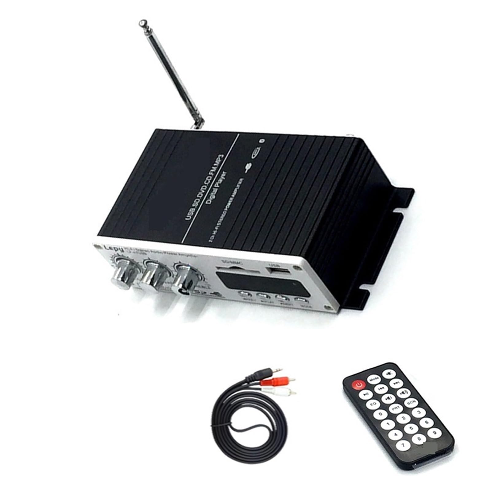 Wzmacniacze Mocy Bluetooth Z Kablem Zasilającym I Audio Odtwarzacz Wielofunkcyjny Do Samochodu Domowego Precyzyjne Strojenie(With power adapter)