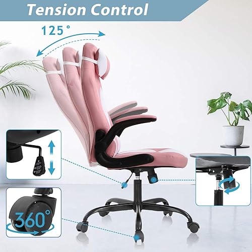 Miniatura 6 de Silla de juegos con respaldo alto, silla de oficina ergonómica, silla de carreras de PC con brazos abatibles, silla de computadora de piel