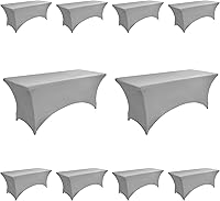 Vista 11 de Paquete de 2 Cubiertas de Mesa de Spandex de 4 pies para Mesas Plegables Rectangulares - Manteles Elásticos Ajustados Resistentes a las Arrugas