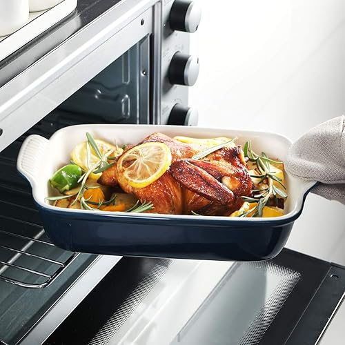 Miniatura 22 de Sweejar Juego de moldes para hornear, de cerámica de 9 x 13 pulgadas con asa, cazuela rectangulares para horno, juegos de 3 utensilios para hornear