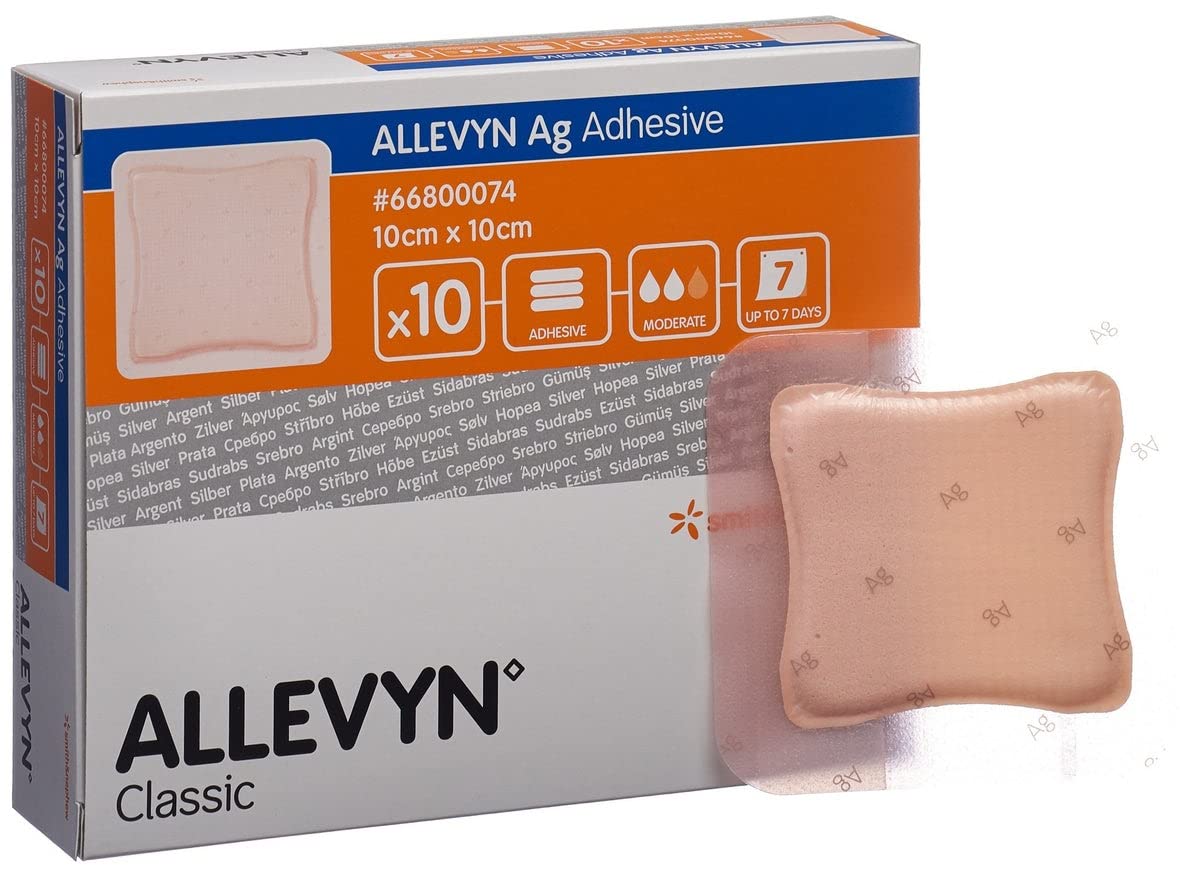 Smith & Nephew Allevyn AG Klebepflaster, 10 x 10 cm, 10 Stück