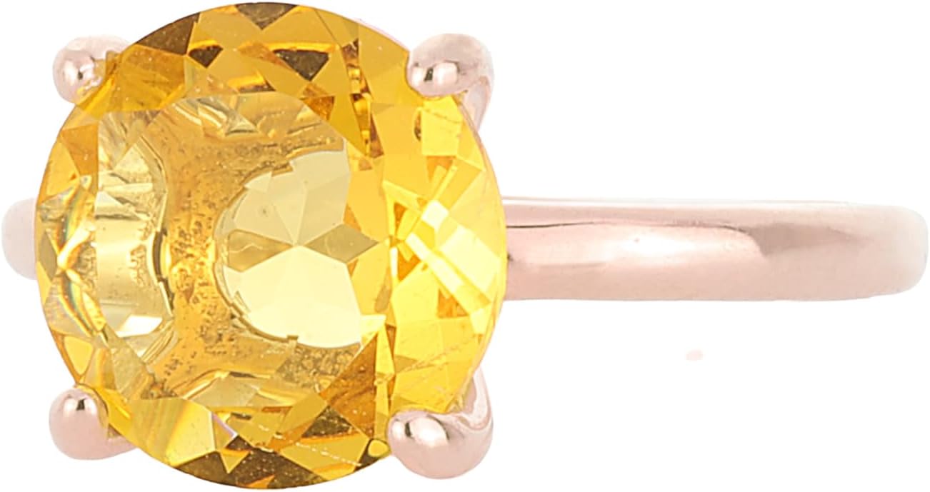 Citrine Ring in Rose Gold - November Birthstone Jewelry - Handcrafted Elegance - Elegant and Beautiful Round Rose Gold Ring for Women