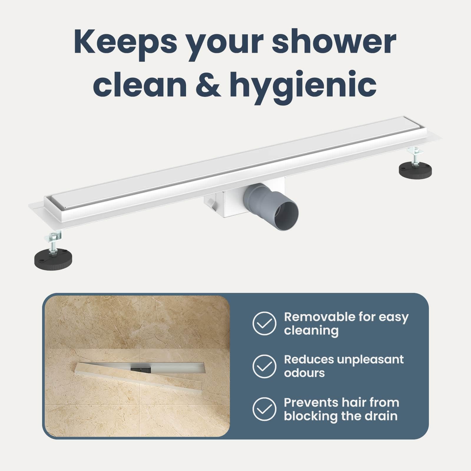 vidaXL Drenaggio Doccia 2 in 1 Argento 70 cm Acciaio Inox 304, Stile per Il Bagno, Scarico Doccia Moderno, Soluzione idraulica, Accessori per Il Controllo dell'Acqua