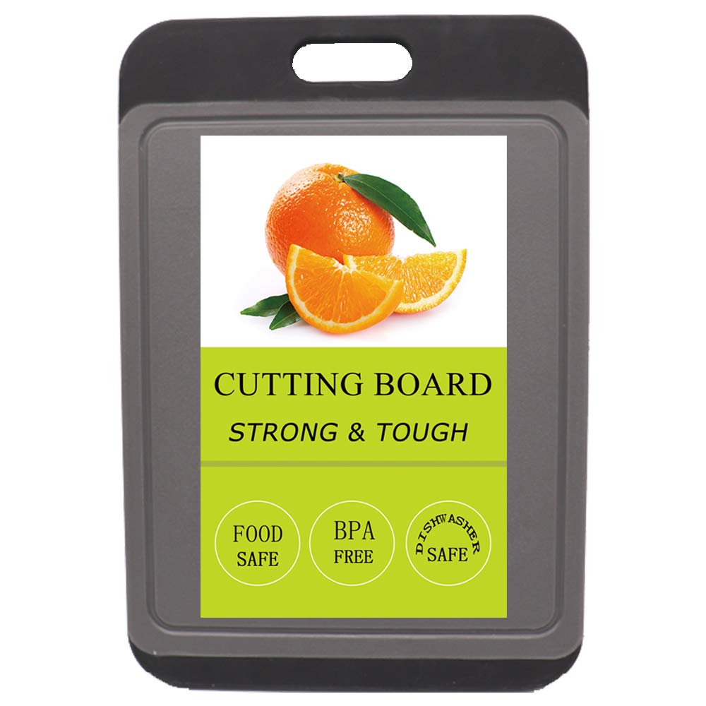 Svenee Medium Kitchen Cutting Board Mats, BPA Free, Dishwasher Safe, Juice Grooves, Thicker Boards, Easy Grip Handle, Non Porous (13.8 x 9.5 inch)
